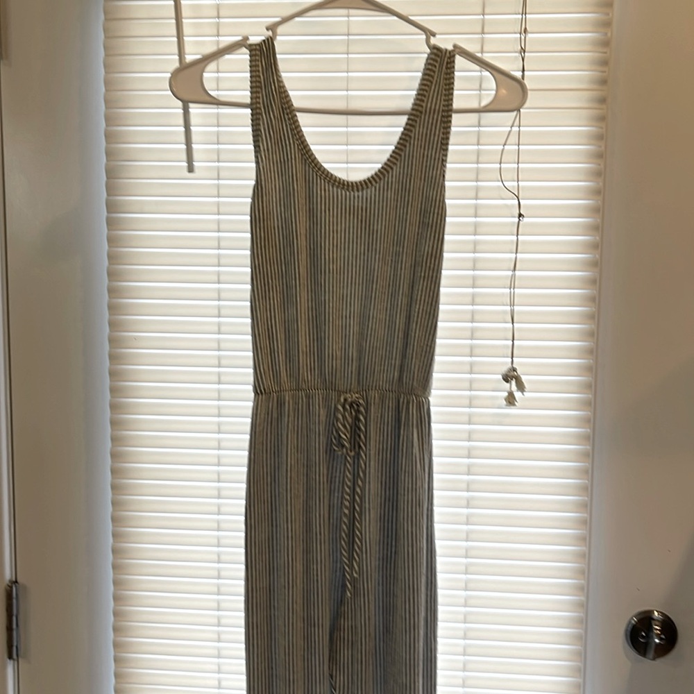 Gray and white pin stripe jumpsuit